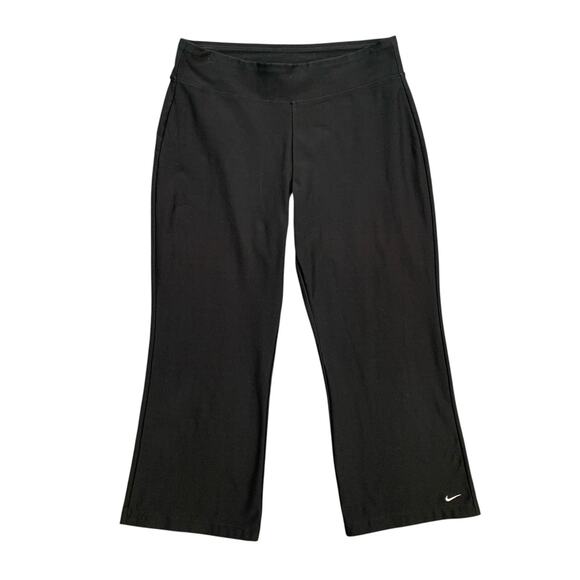 Nike Leggings Womens M Medium Black Dri Fit Running Pull On Stretch Capri - Picture 1 of 13